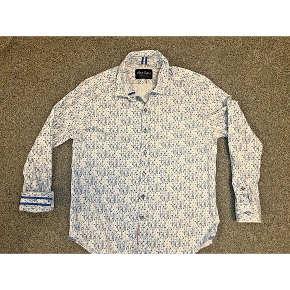 Robert Graham Mens Shirt Size XL Modern Americana Tailored Fit Button Down Blue - Picture 1 of 7